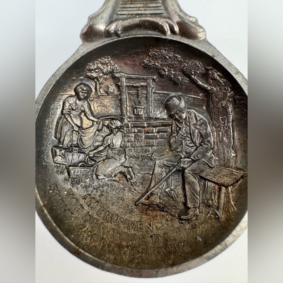 Vintage 7” Spoon Pewter? mark says Rein 95% Zinn Flatwear Silverware Fork Knife - Picture 2 of 6